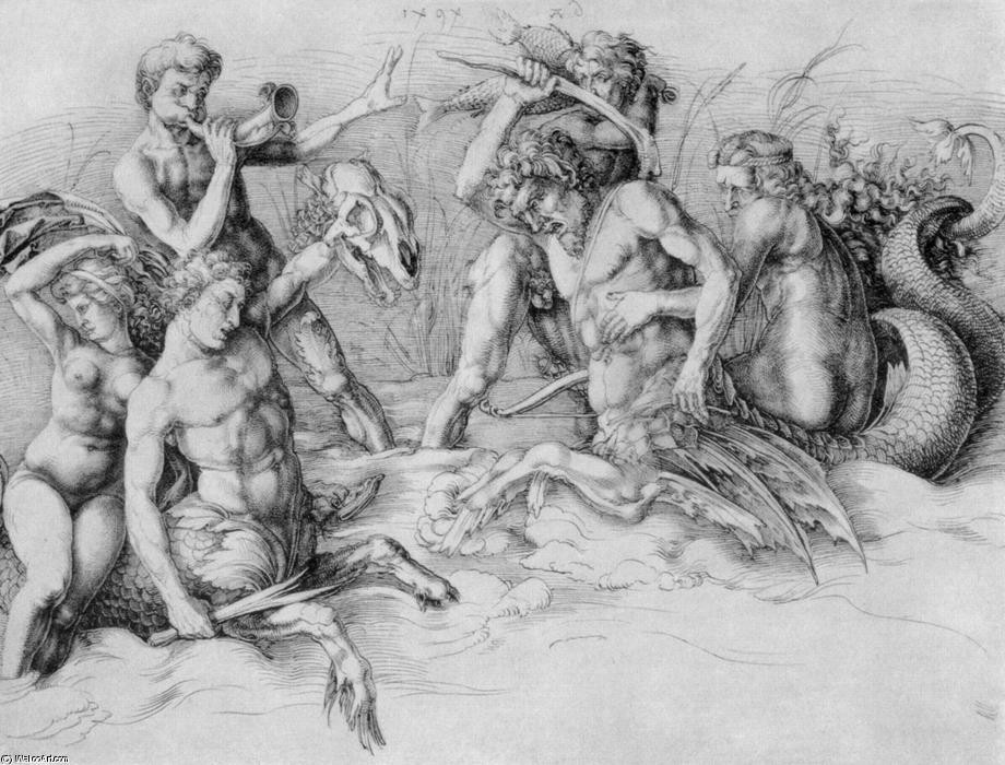 Wikioo.org - The Encyclopedia of Fine Arts - Painting, Artwork by Albrecht Durer - Fighting Seekentauren