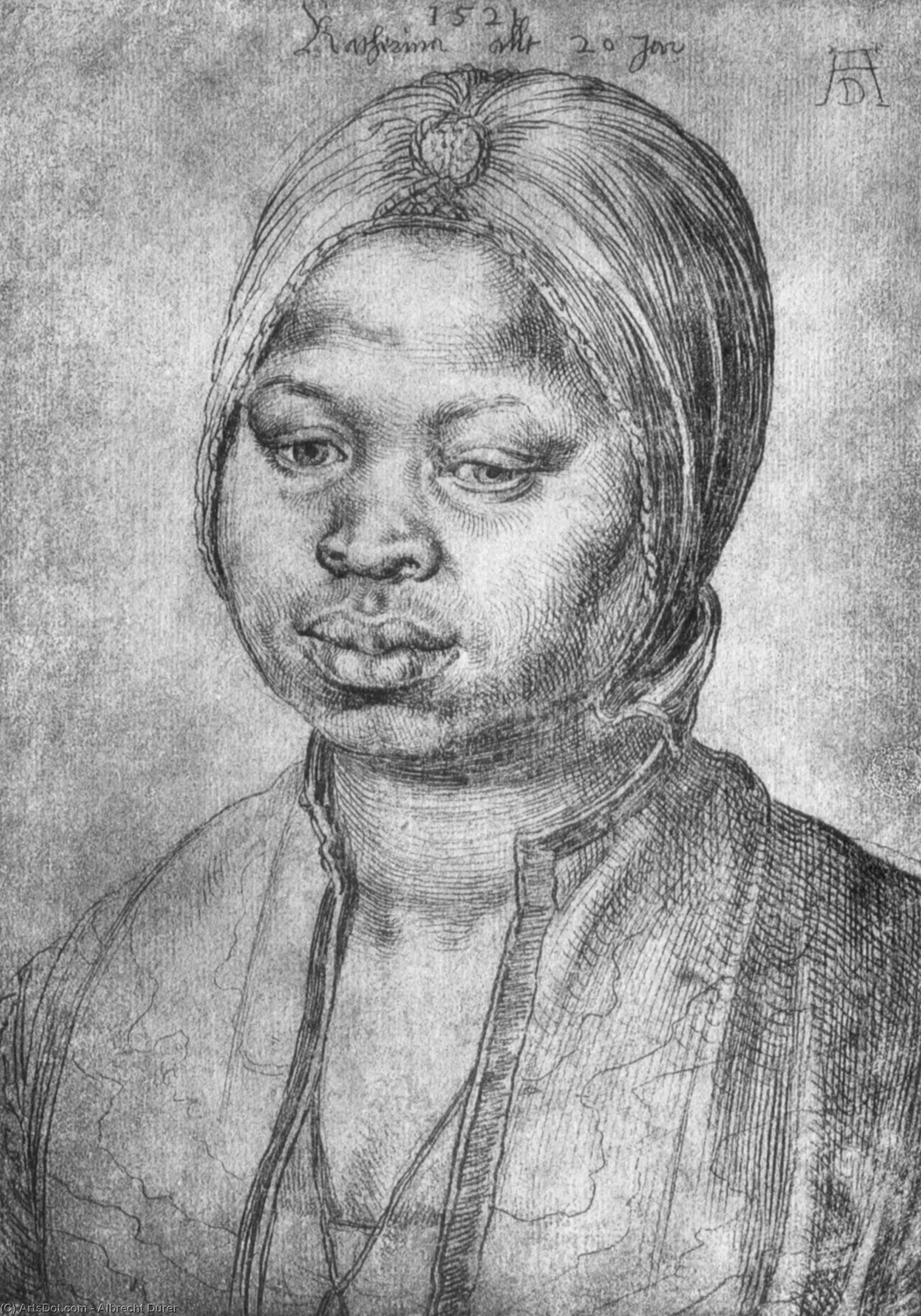 Wikioo.org - The Encyclopedia of Fine Arts - Painting, Artwork by Albrecht Durer - Portrait of African woman Catherine