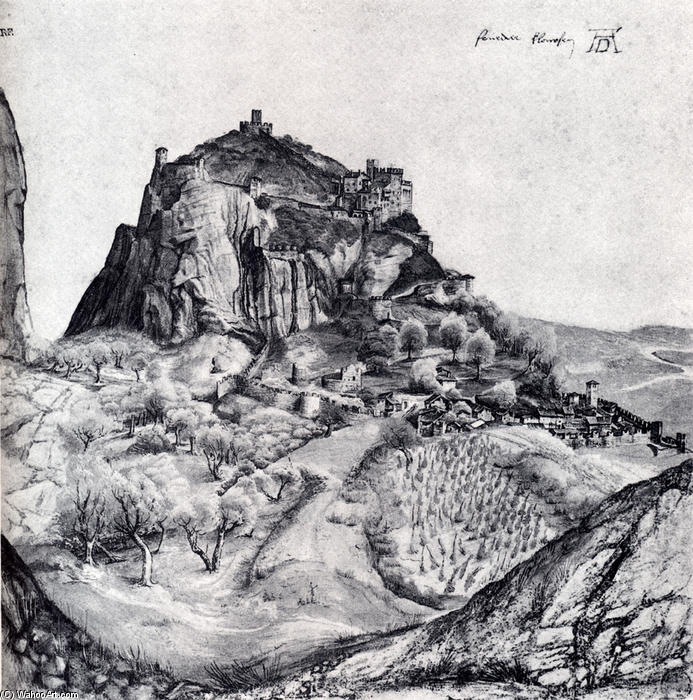 Wikioo.org – L'Encyclopédie des Beaux Arts - Peinture, Oeuvre de Albrecht Durer - La citadelle de Arco dans le Tyrol du Sud