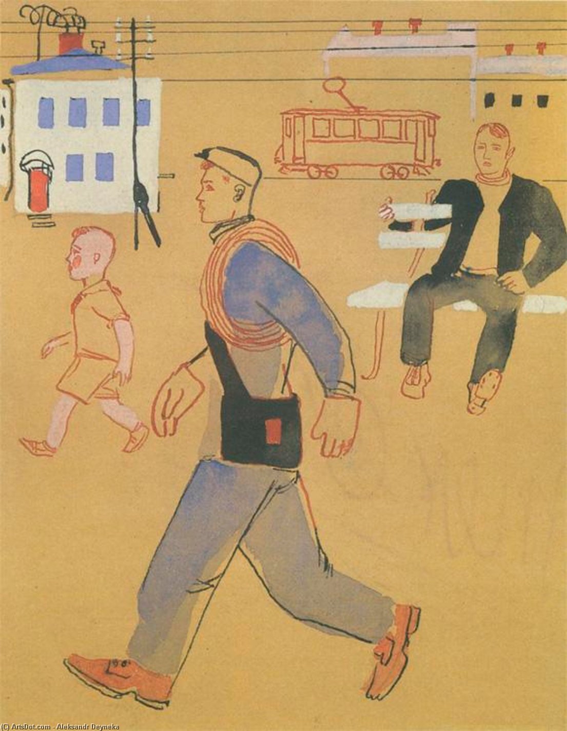 WikiOO.org - Encyclopedia of Fine Arts - Lukisan, Artwork Aleksandr Deyneka - Picture for children's book ''The Electrician''