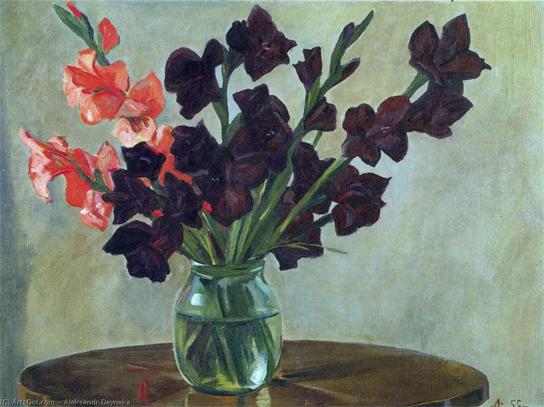 WikiOO.org - Encyclopedia of Fine Arts - Malba, Artwork Aleksandr Deyneka - Black gladiolus
