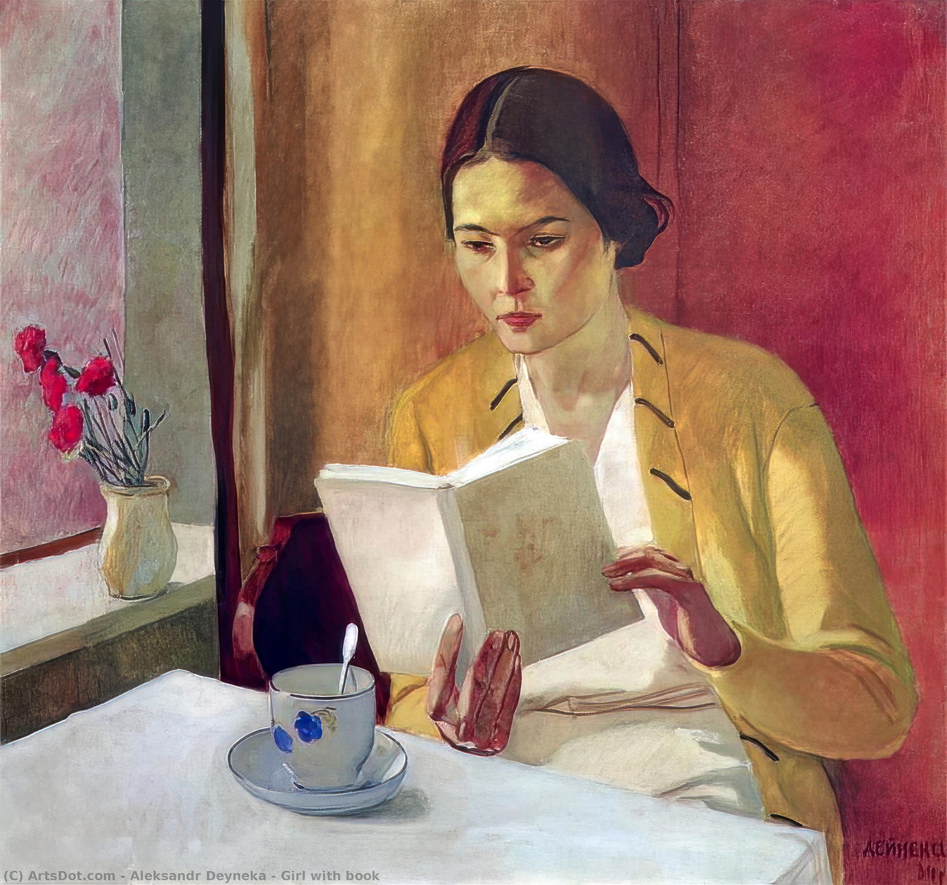 WikiOO.org - Encyclopedia of Fine Arts - Lukisan, Artwork Aleksandr Deyneka - Girl with book