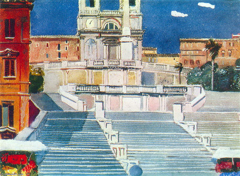 WikiOO.org - Encyclopedia of Fine Arts - Maľba, Artwork Aleksandr Deyneka - Rome. Piazza di Spagna