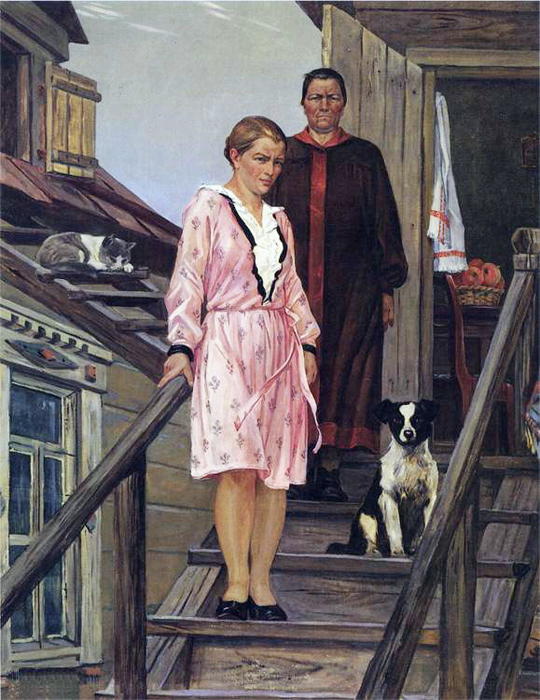 WikiOO.org - Encyclopedia of Fine Arts - Maleri, Artwork Aleksandr Deyneka - Mother and sister