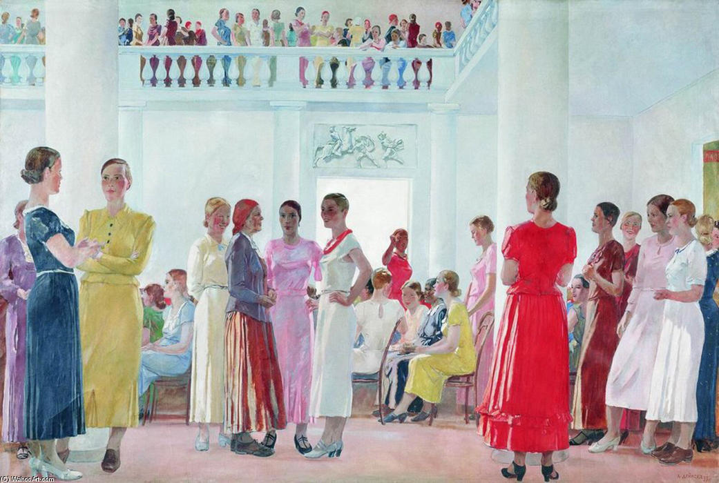 WikiOO.org - Encyclopedia of Fine Arts - Maalaus, taideteos Aleksandr Deyneka - On the women's meeting