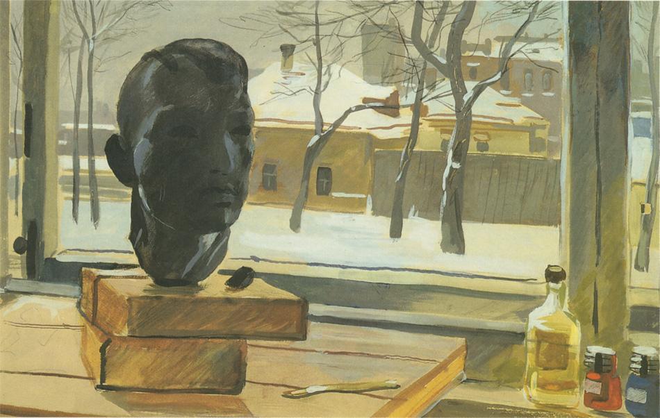 WikiOO.org - Encyclopedia of Fine Arts - Lukisan, Artwork Aleksandr Deyneka - Window in the studio