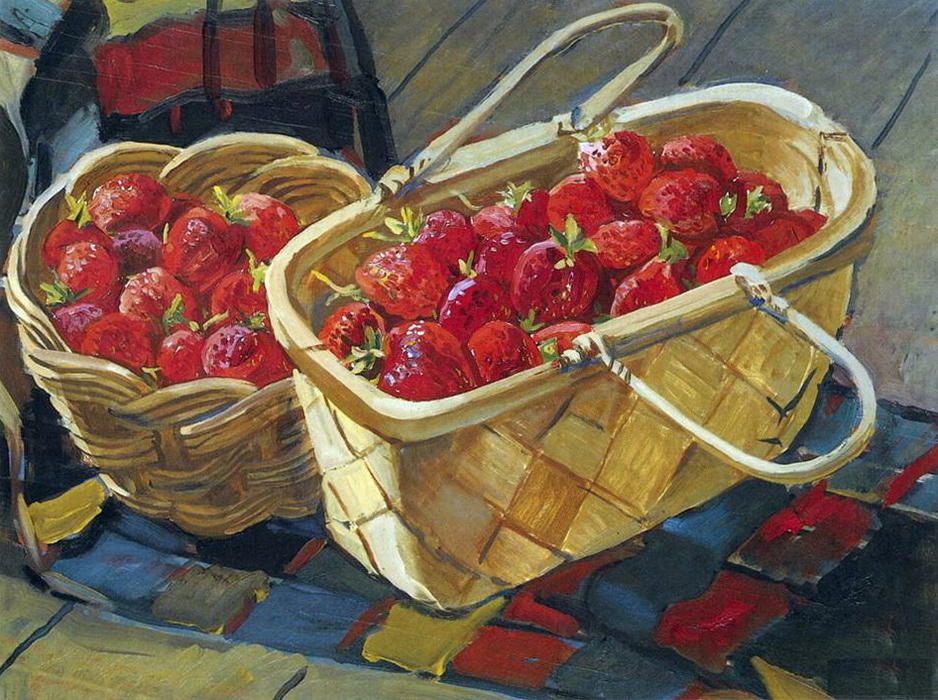 Wikioo.org - Bách khoa toàn thư về mỹ thuật - Vẽ tranh, Tác phẩm nghệ thuật Aleksandr Deyneka - Still Life. Strawberry