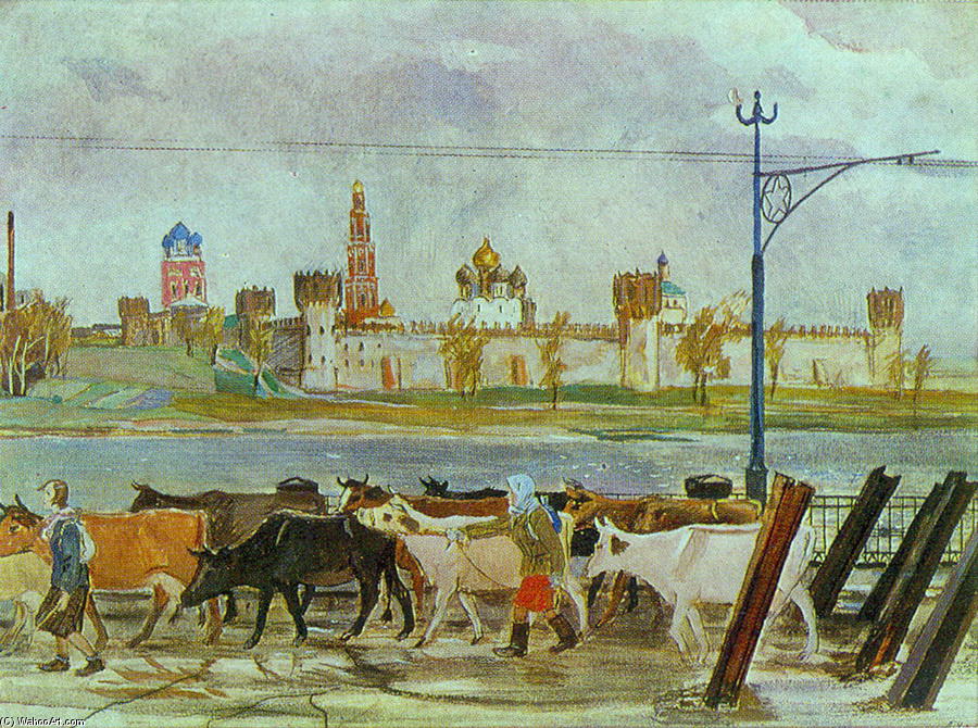 WikiOO.org - אנציקלופדיה לאמנויות יפות - ציור, יצירות אמנות Aleksandr Deyneka - Evacuation of the collective herd