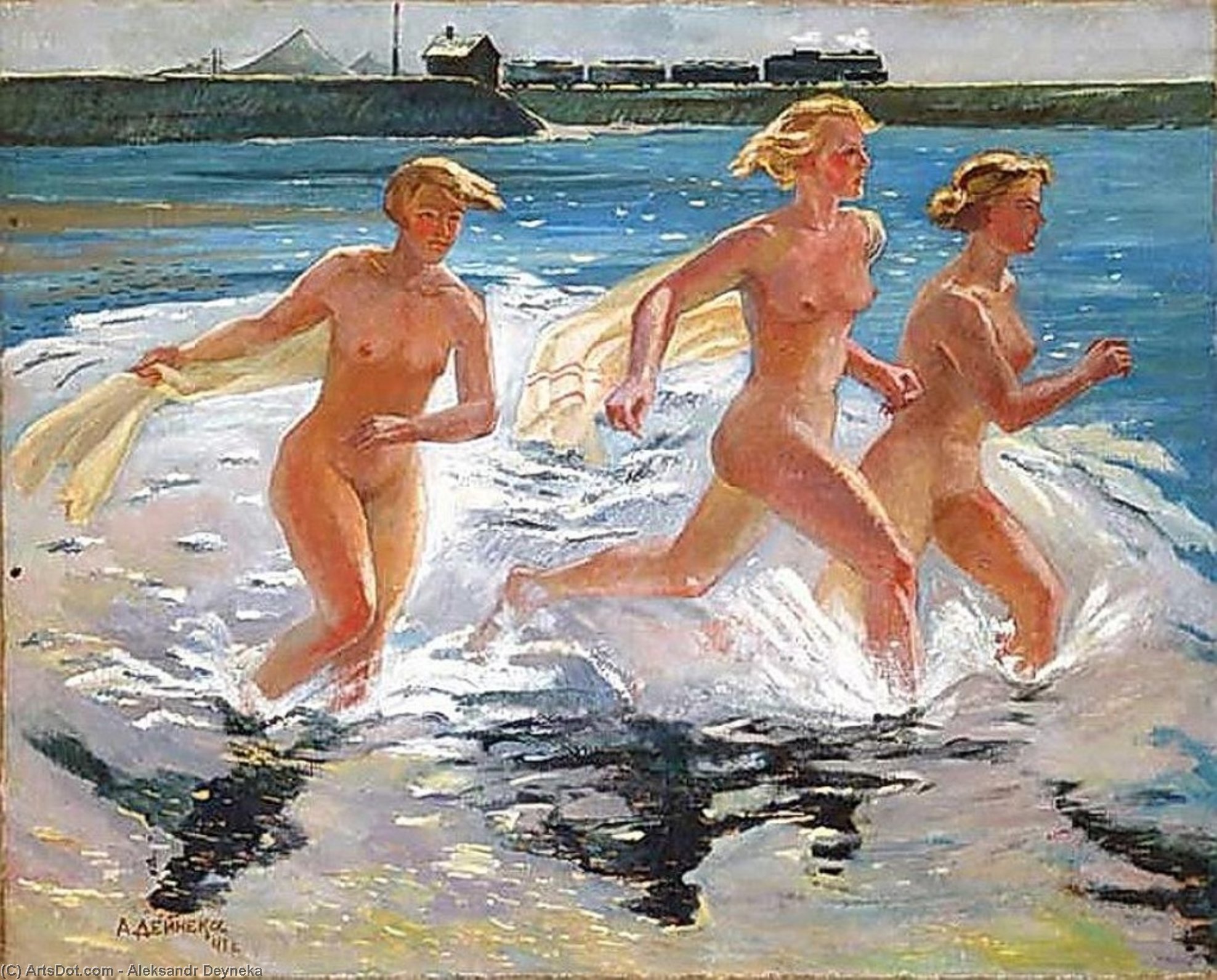 WikiOO.org - Encyclopedia of Fine Arts - Malba, Artwork Aleksandr Deyneka - Running girl