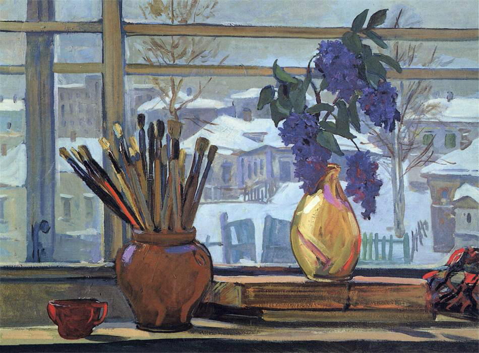 WikiOO.org - Encyclopedia of Fine Arts - Maalaus, taideteos Aleksandr Deyneka - Window in the studio