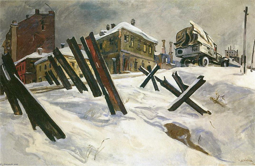 WikiOO.org - Encyclopedia of Fine Arts - Schilderen, Artwork Aleksandr Deyneka - Outskirts of Moscow