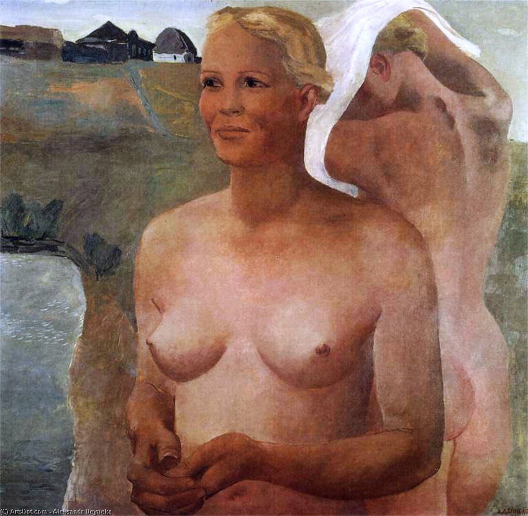 WikiOO.org - Encyclopedia of Fine Arts - Målning, konstverk Aleksandr Deyneka - Bathers girls