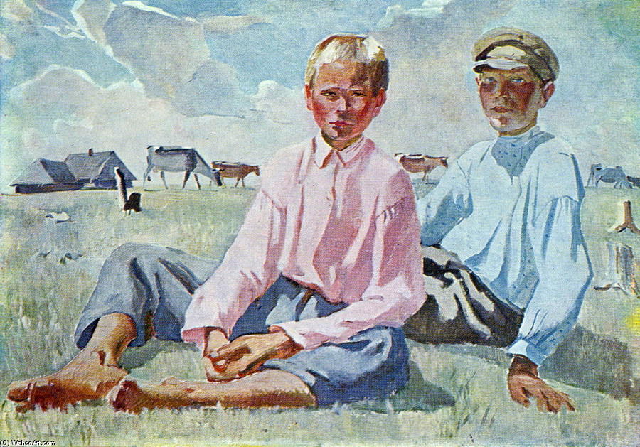 WikiOO.org - Encyclopedia of Fine Arts - Lukisan, Artwork Aleksandr Deyneka - Vacationers children