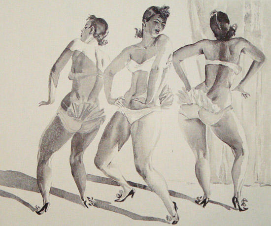Wikioo.org – L'Encyclopédie des Beaux Arts - Peinture, Oeuvre de Aleksandr Deyneka - la danse de scène. Burlesque