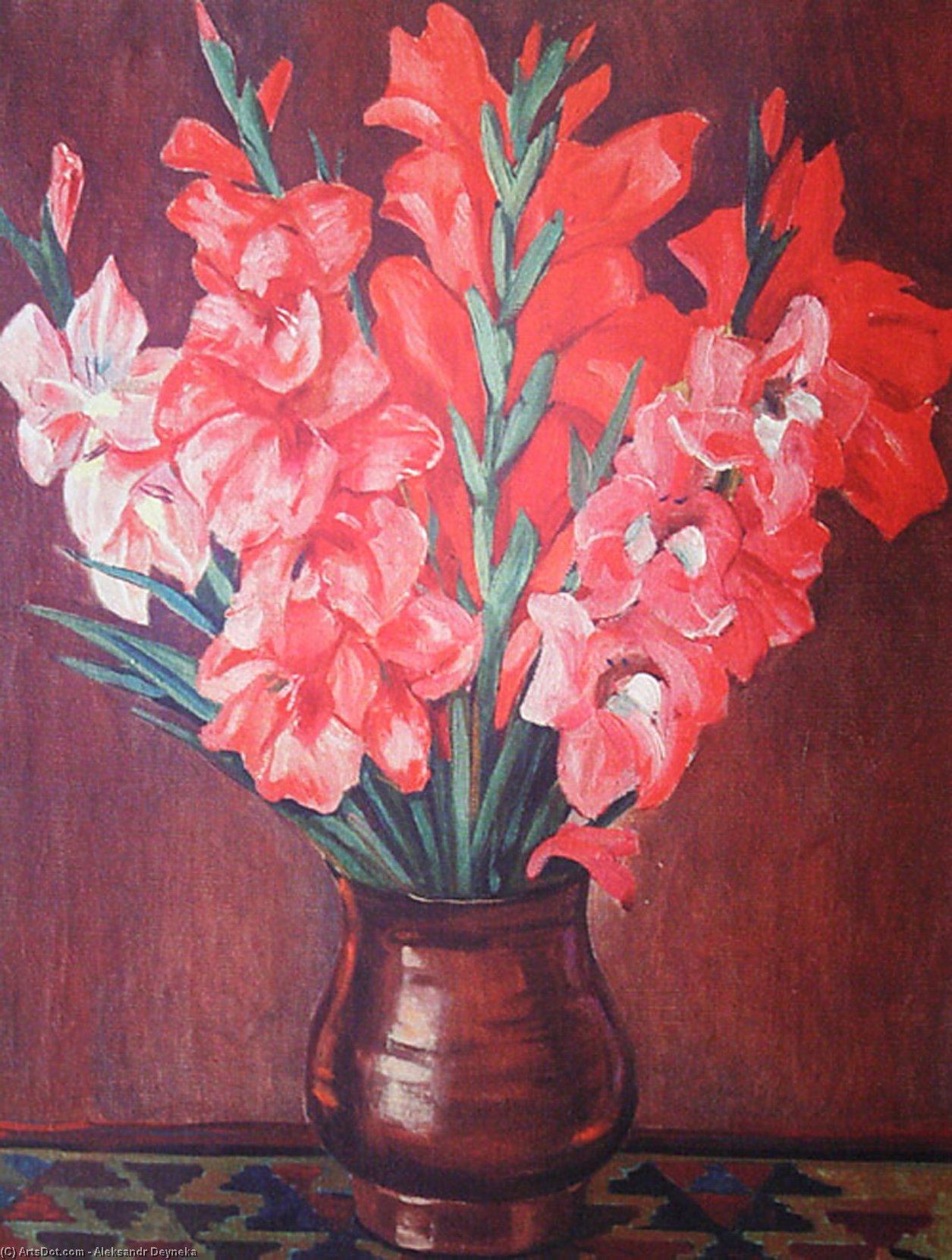 Wikioo.org - The Encyclopedia of Fine Arts - Painting, Artwork by Aleksandr Deyneka - Pink gladioli