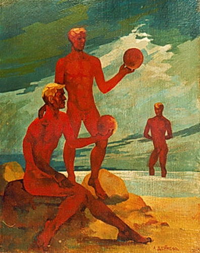 Wikioo.org - The Encyclopedia of Fine Arts - Painting, Artwork by Aleksandr Deyneka - On the beach