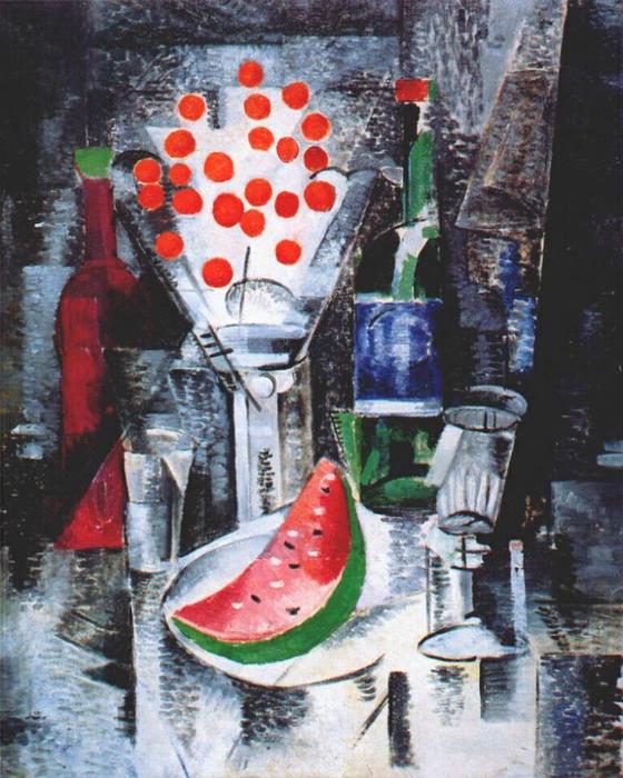 WikiOO.org - Енциклопедия за изящни изкуства - Живопис, Произведения на изкуството Aleksandra Ekster - Still life, bowl of cherries