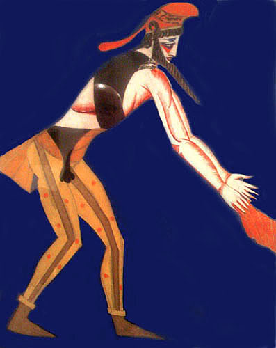 Wikioo.org - สารานุกรมวิจิตรศิลป์ - จิตรกรรม Aleksandra Ekster - 'Costume Design for the play ''Famira Kifared'''