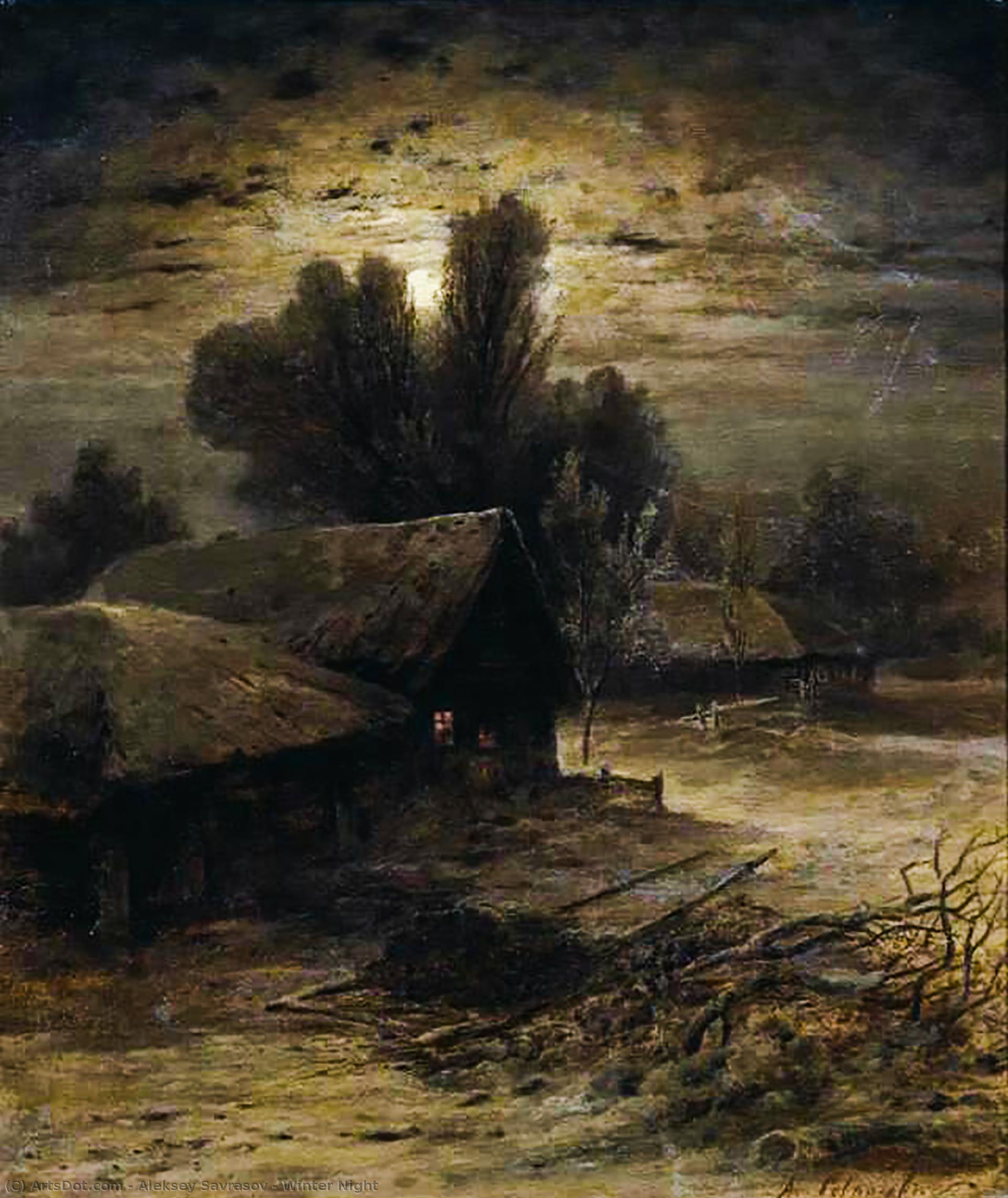 Wikioo.org - The Encyclopedia of Fine Arts - Painting, Artwork by Aleksey Savrasov - Winter Night