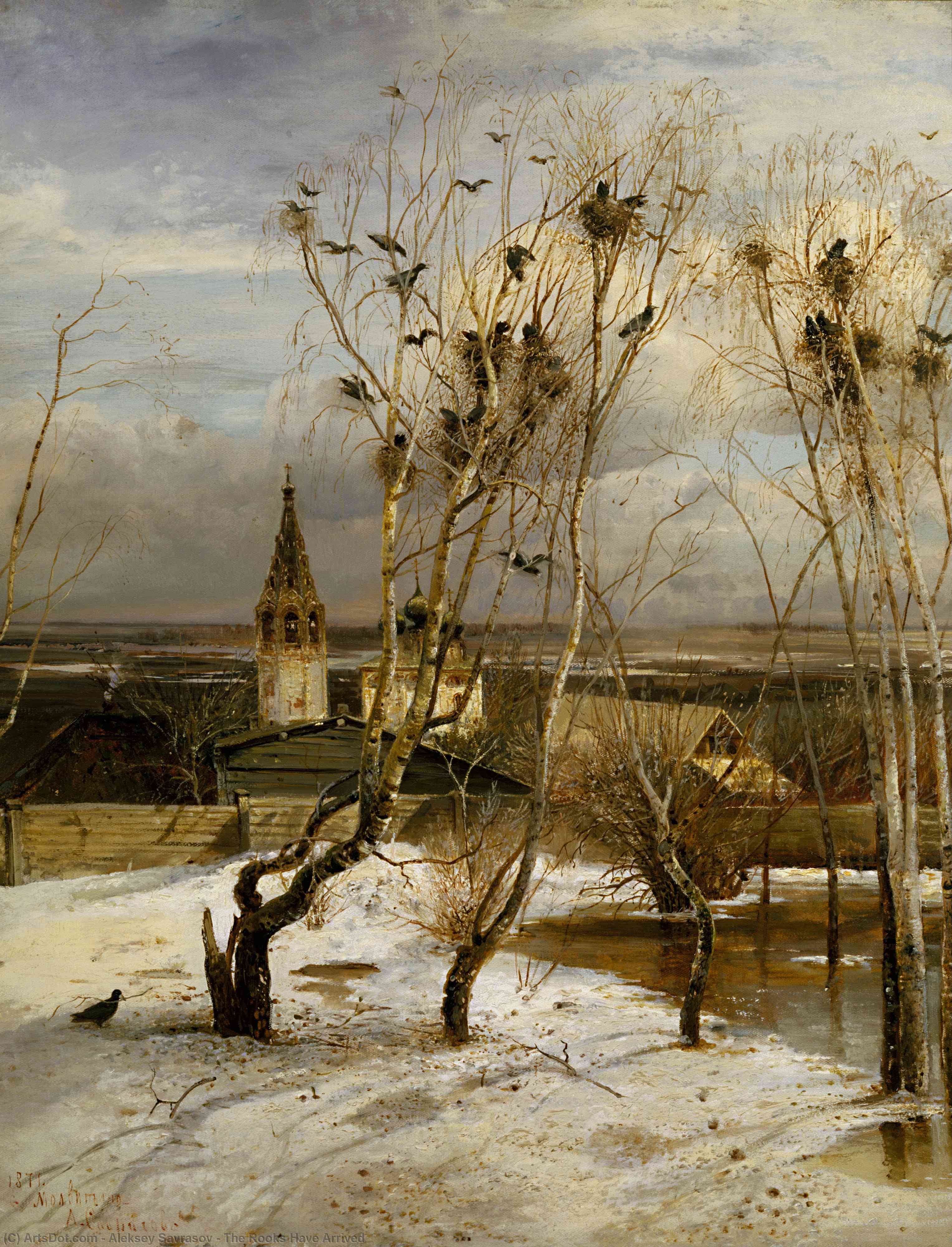 WikiOO.org - Encyclopedia of Fine Arts - Malba, Artwork Aleksey Savrasov - The Rooks Have Arrived