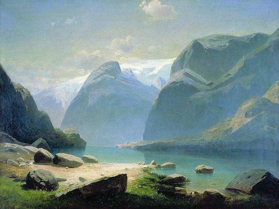 Wikioo.org - The Encyclopedia of Fine Arts - Painting, Artwork by Aleksey Savrasov - Lake in the Swiss mountains