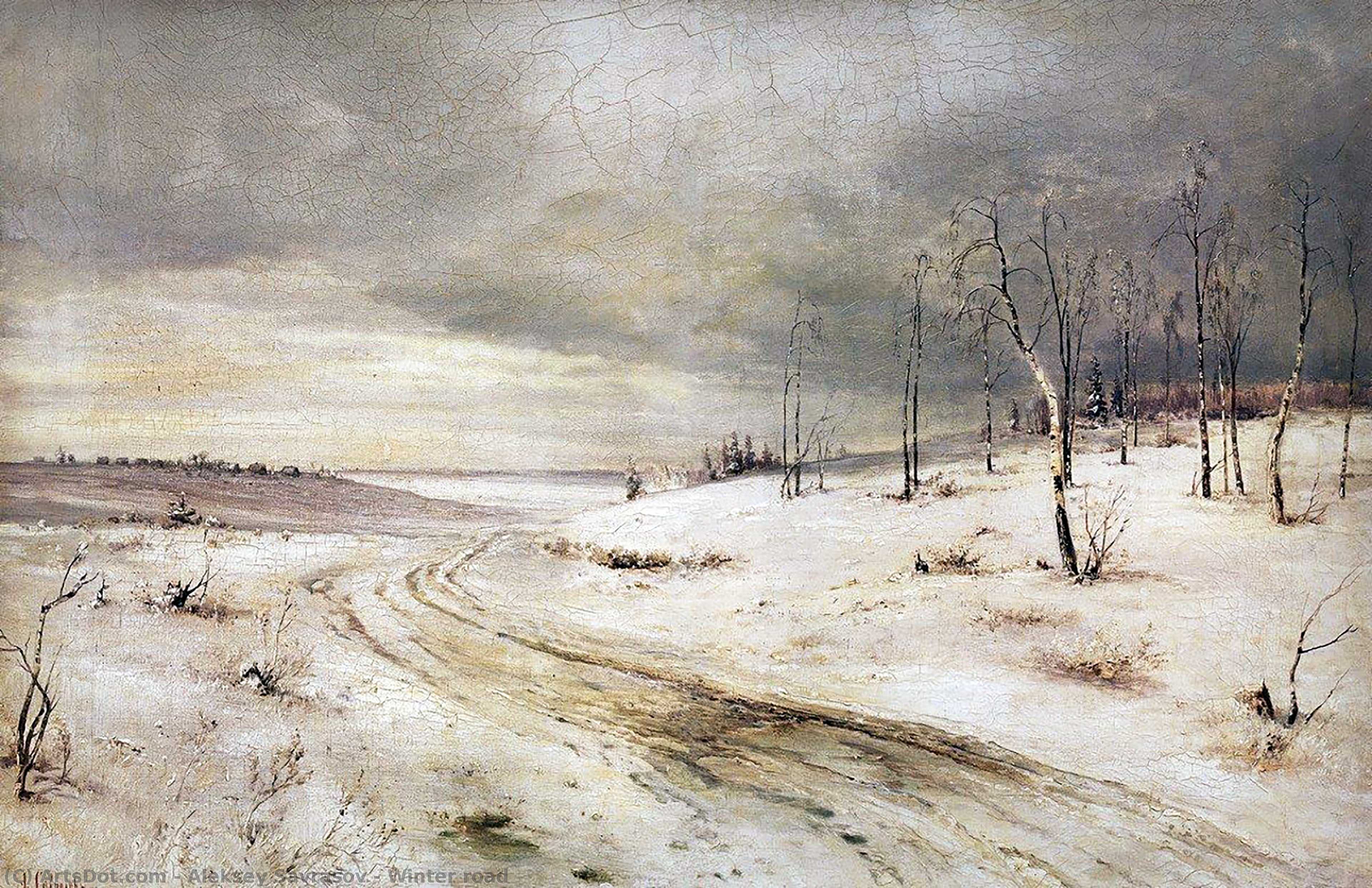 Wikioo.org - The Encyclopedia of Fine Arts - Painting, Artwork by Aleksey Savrasov - Winter road