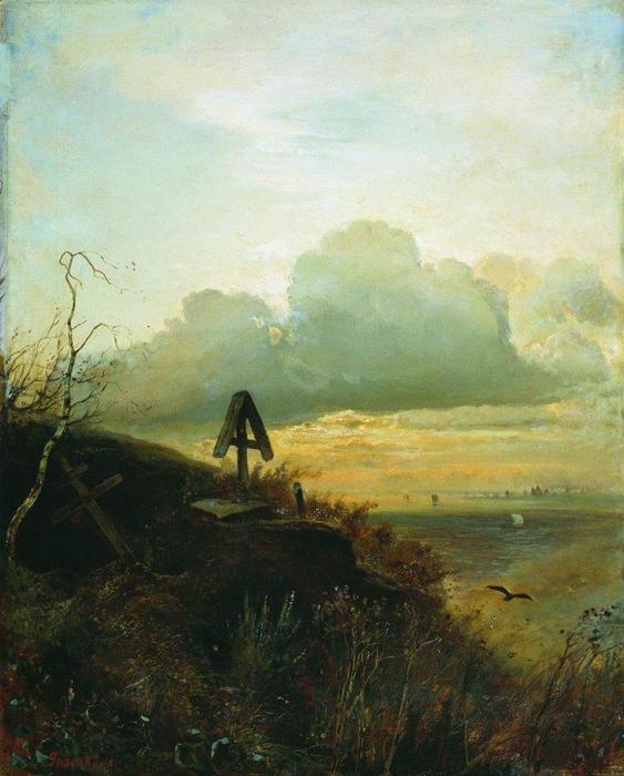 Wikioo.org - The Encyclopedia of Fine Arts - Painting, Artwork by Aleksey Savrasov - Tomb of the Volga