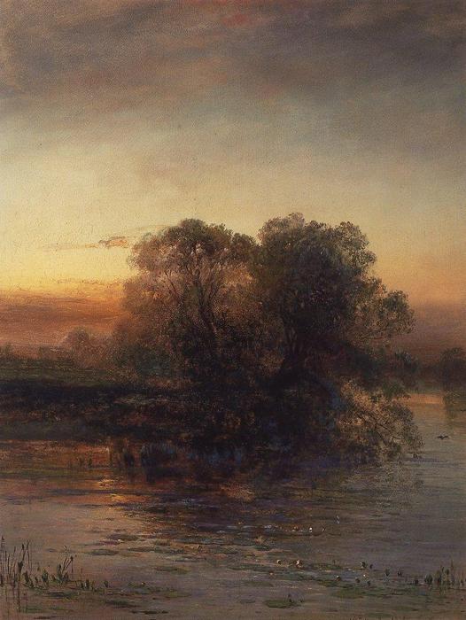 Wikioo.org - The Encyclopedia of Fine Arts - Painting, Artwork by Aleksey Savrasov - Pond at dusk