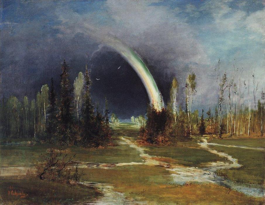 WikiOO.org - Encyclopedia of Fine Arts - Schilderen, Artwork Aleksey Savrasov - Landscape with a Rainbow