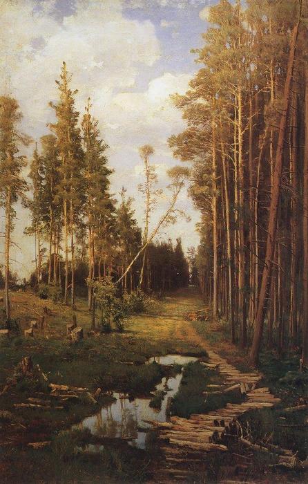 Wikioo.org – La Enciclopedia de las Bellas Artes - Pintura, Obras de arte de Aleksey Savrasov - glade` en un pino bosque