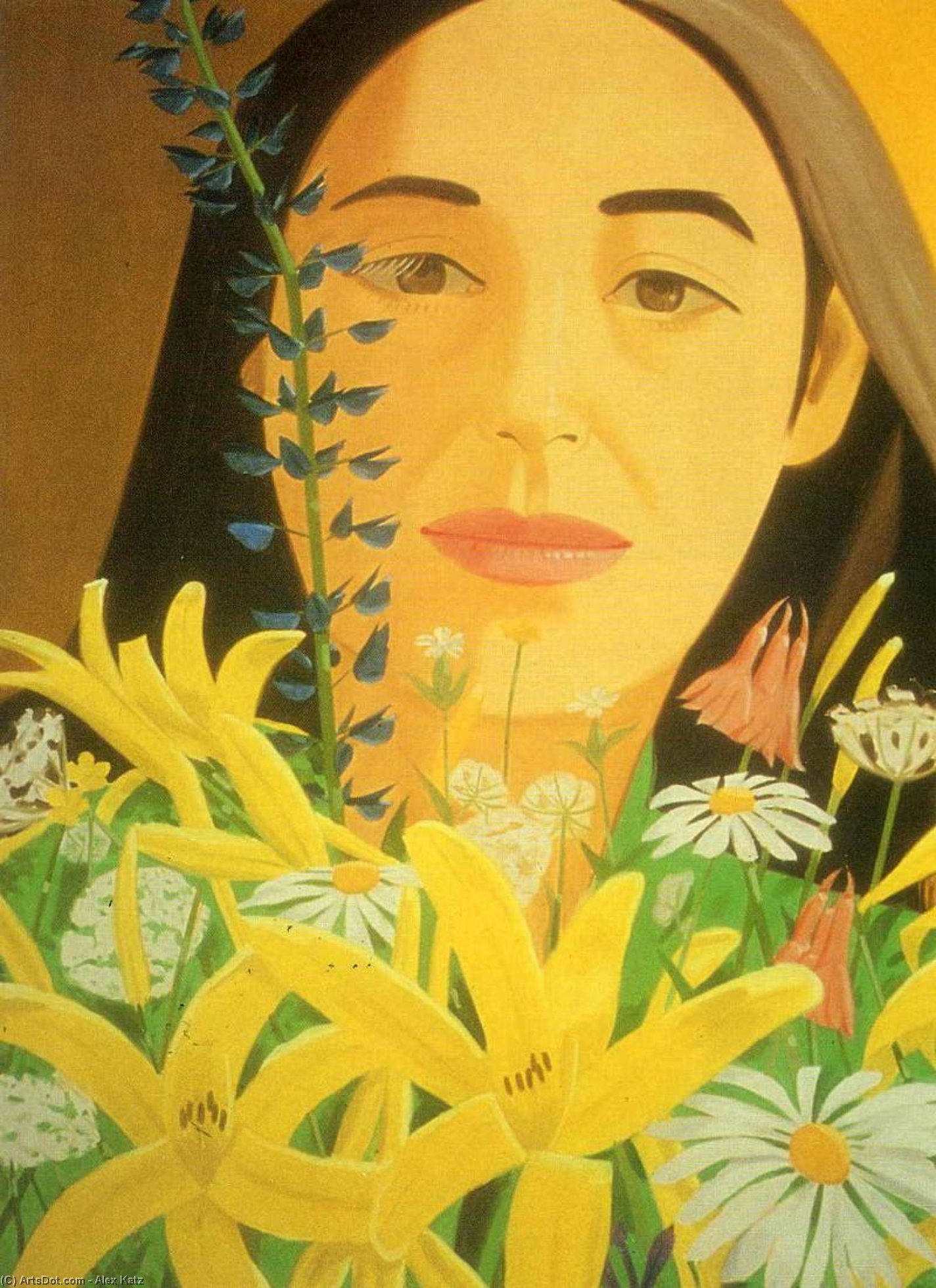 Wikioo.org - The Encyclopedia of Fine Arts - Painting, Artwork by Alex Katz - Ada with Flowers