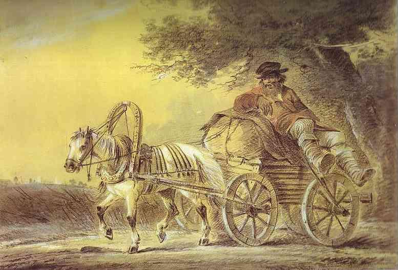 Wikioo.org – L'Enciclopedia delle Belle Arti - Pittura, Opere di Alexander Orlowski - Contadino in un carrello
