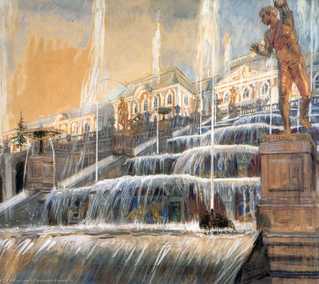 Wikioo.org - The Encyclopedia of Fine Arts - Painting, Artwork by Alexandre Benois - Peterhof Palace. Grand Cascade