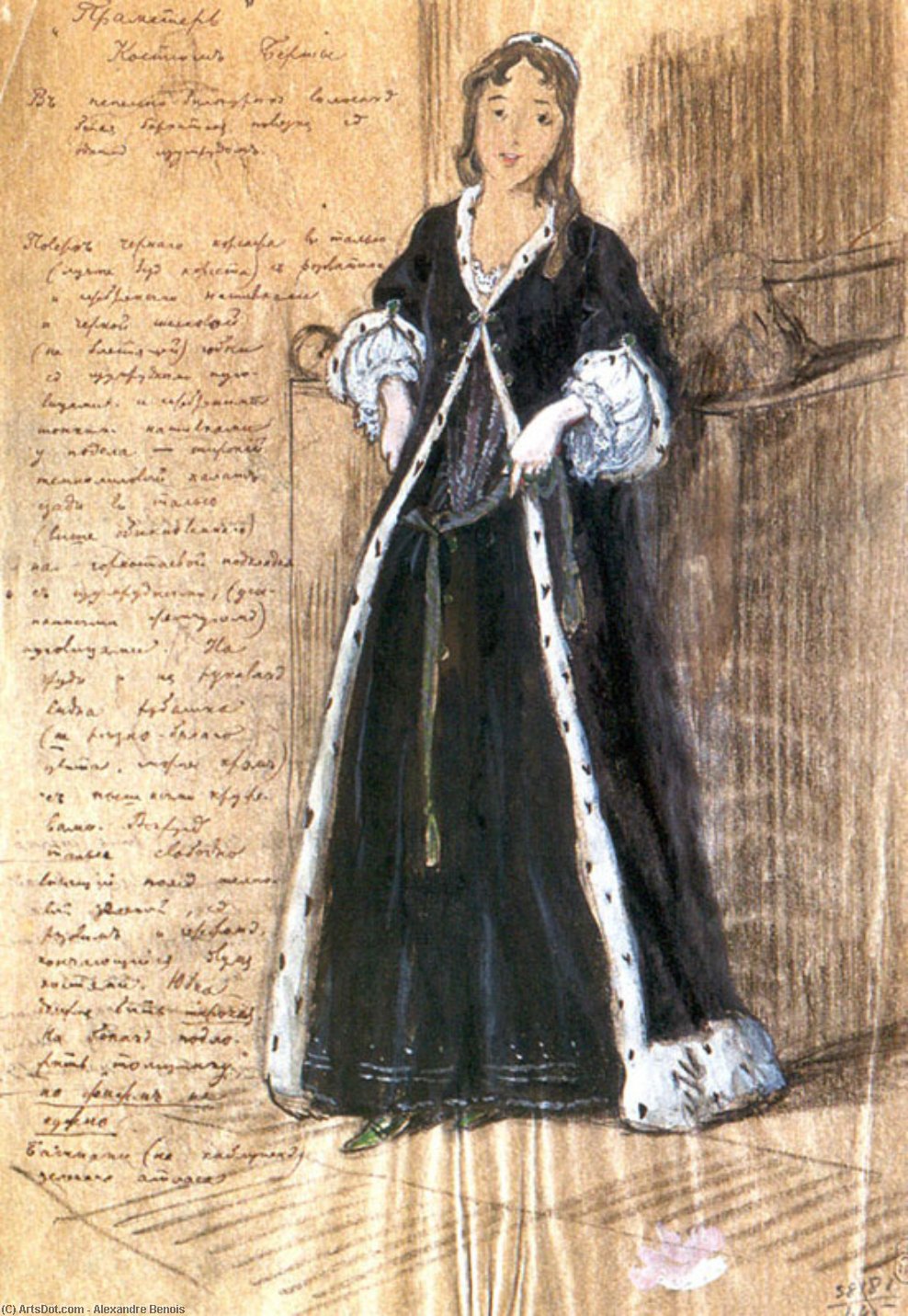 Wikioo.org - Bách khoa toàn thư về mỹ thuật - Vẽ tranh, Tác phẩm nghệ thuật Alexandre Benois - Bertha. Costume design for Vera Komissarzhevskaya.