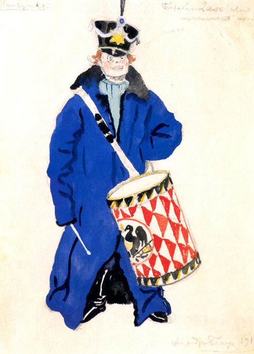 Wikioo.org - สารานุกรมวิจิตรศิลป์ - จิตรกรรม Alexandre Benois - Drummer of a Puppetry