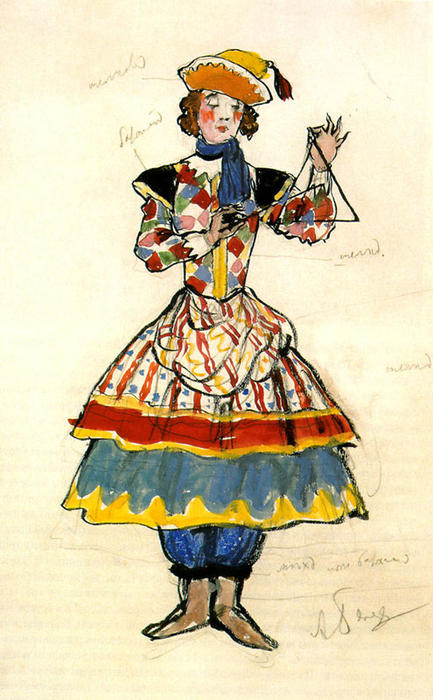 WikiOO.org - Encyclopedia of Fine Arts - Lukisan, Artwork Alexandre Benois - Street Dancer. Costume design