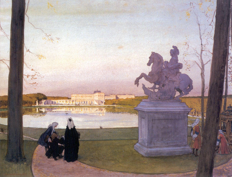 Wikioo.org - The Encyclopedia of Fine Arts - Painting, Artwork by Alexandre Benois - Versailles. At Curtius.