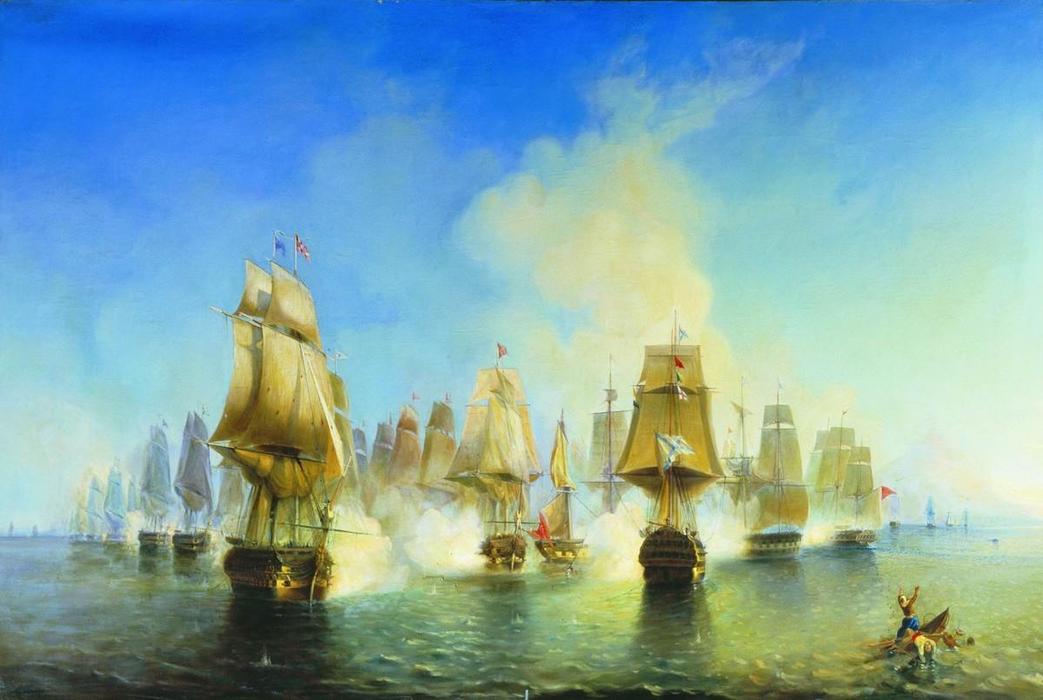 Wikioo.org - The Encyclopedia of Fine Arts - Painting, Artwork by Alexey Petrovich Bogolyubov - The Battle of Athos