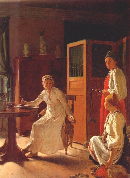 Wikioo.org - The Encyclopedia of Fine Arts - Painting, Artwork by Alexey Venetsianov - Morning of the Landlady