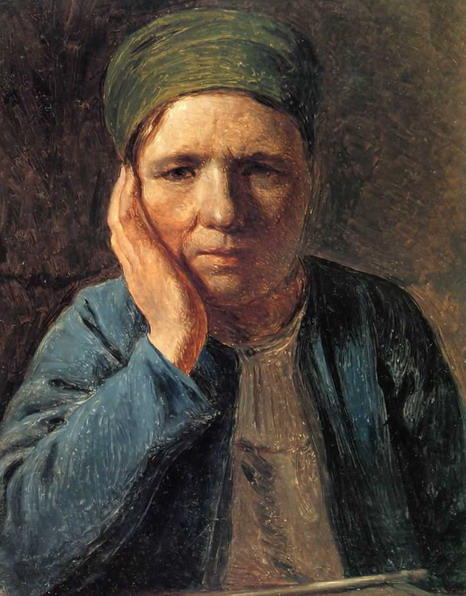 Wikioo.org - The Encyclopedia of Fine Arts - Painting, Artwork by Alexey Venetsianov - A Peasant Woman, Resting on Her Hand