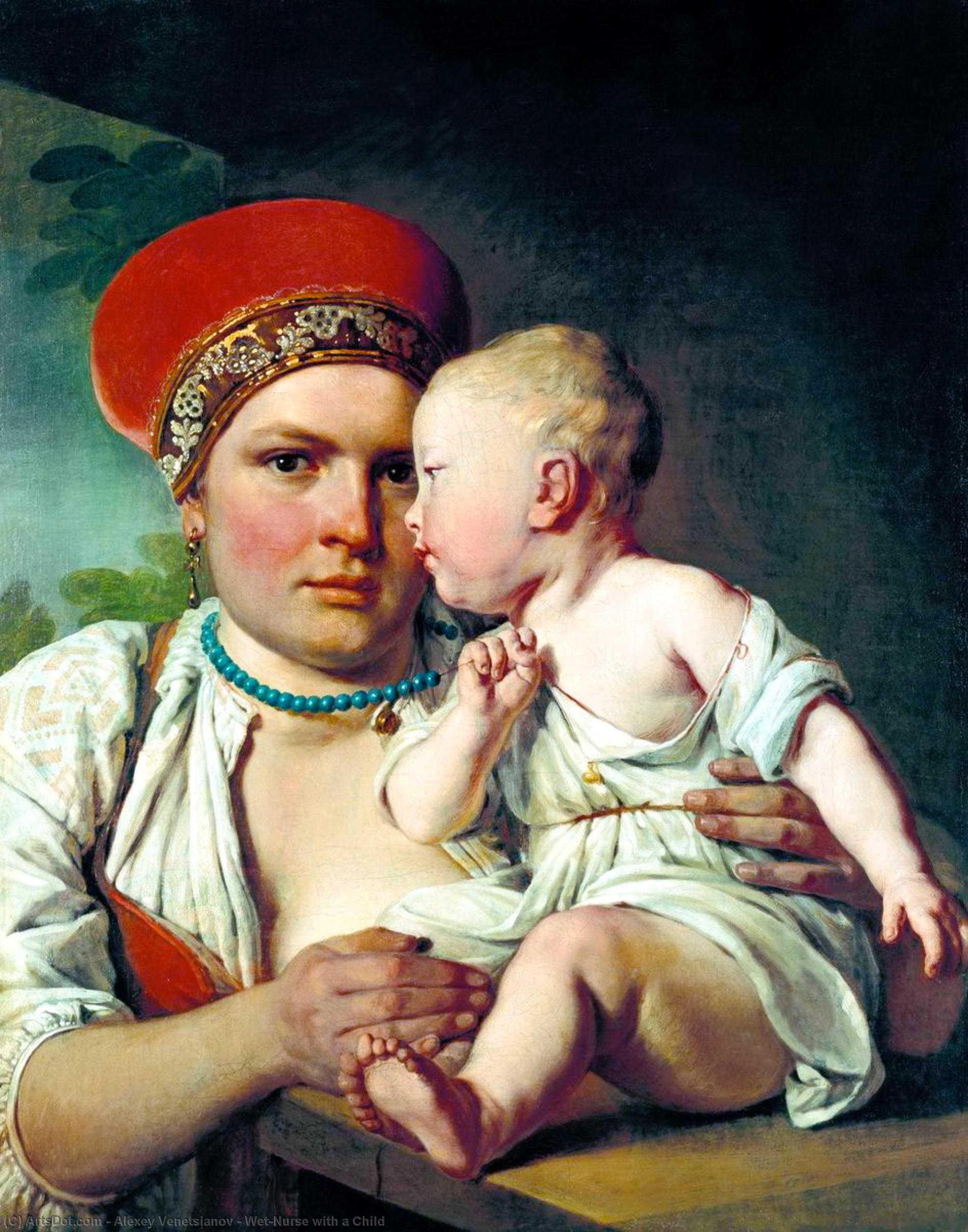 Wikioo.org - The Encyclopedia of Fine Arts - Painting, Artwork by Alexey Venetsianov - Wet-Nurse with a Child