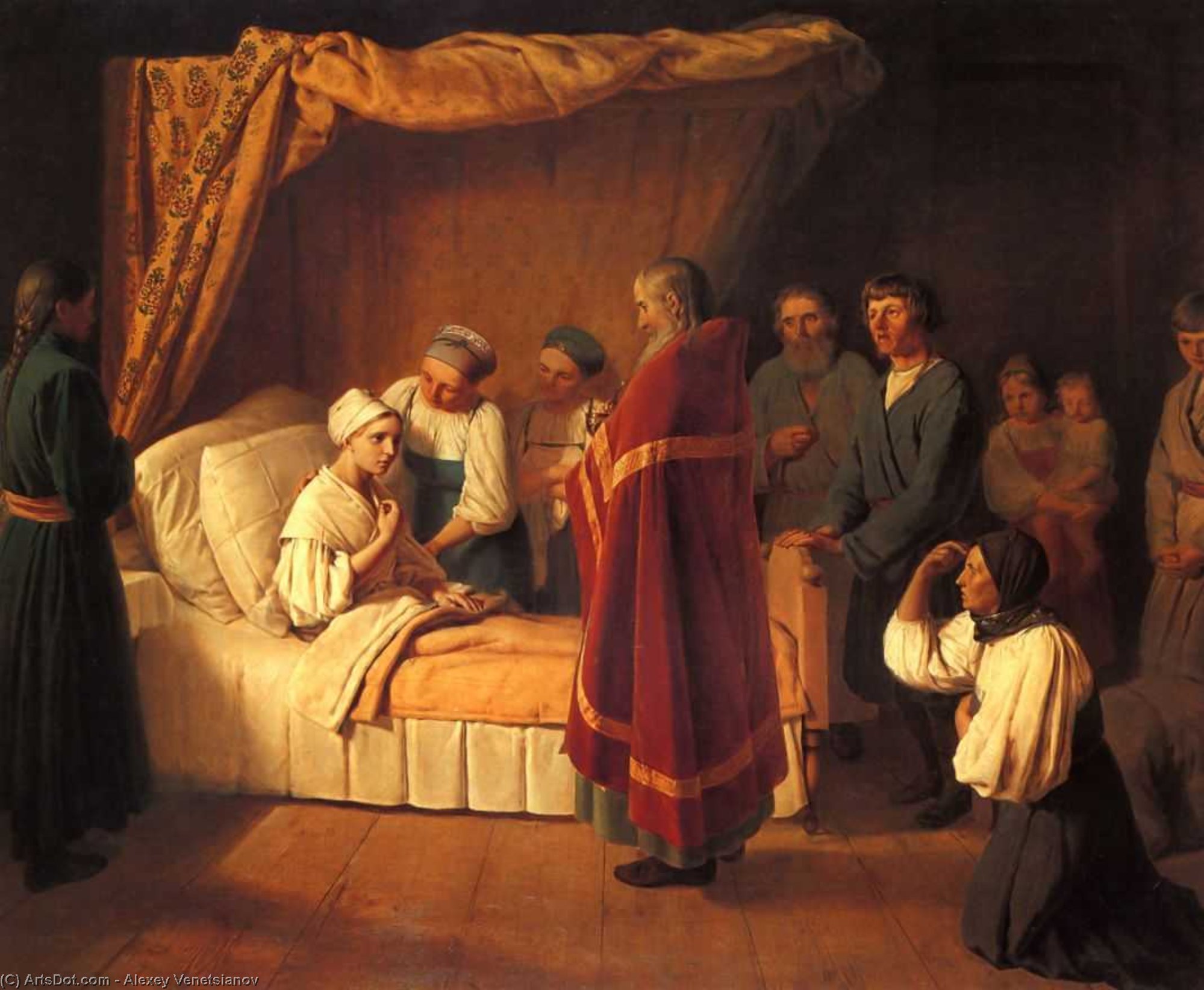 Wikioo.org – L'Encyclopédie des Beaux Arts - Peinture, Oeuvre de Alexey Venetsianov - communion of dying