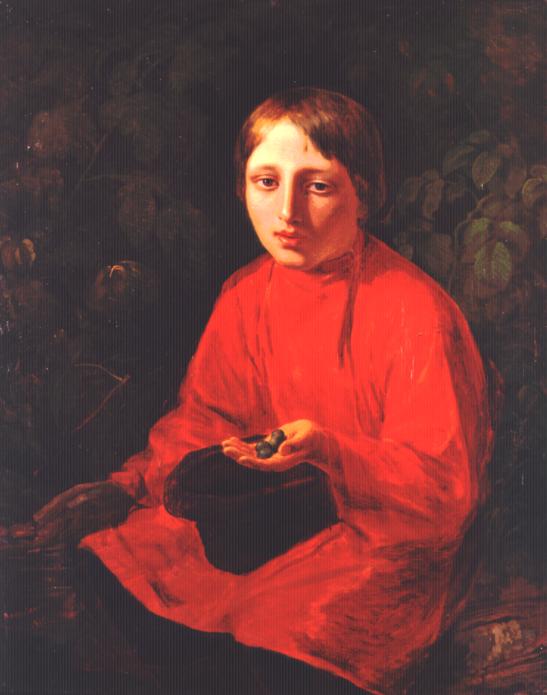 Wikioo.org – L'Encyclopédie des Beaux Arts - Peinture, Oeuvre de Alexey Venetsianov - un garçon dans  une  rouge  chemise