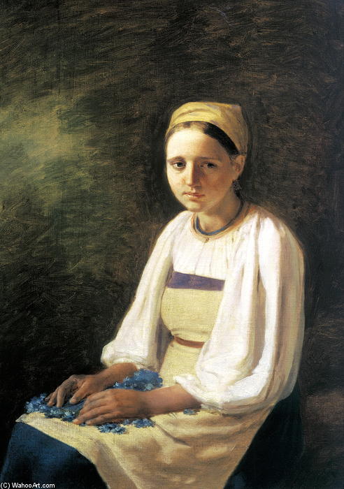 WikiOO.org - Енциклопедія образотворчого мистецтва - Живопис, Картини
 Alexey Venetsianov - Girl with the Cornflowers
