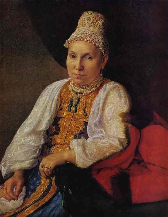 Wikioo.org - The Encyclopedia of Fine Arts - Painting, Artwork by Alexey Venetsianov - Portrait of the Merchant's Wife Obraztsova