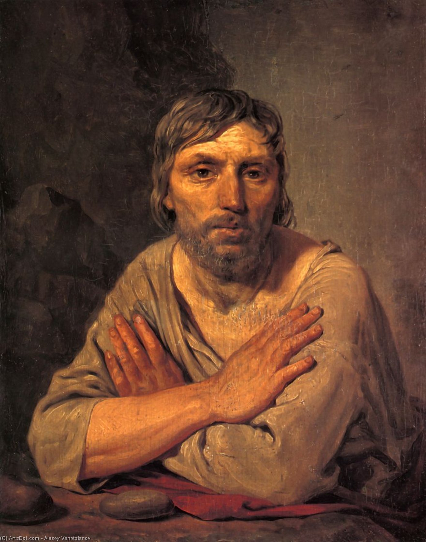 Wikioo.org - The Encyclopedia of Fine Arts - Painting, Artwork by Alexey Venetsianov - The Farmer with Folded Arms