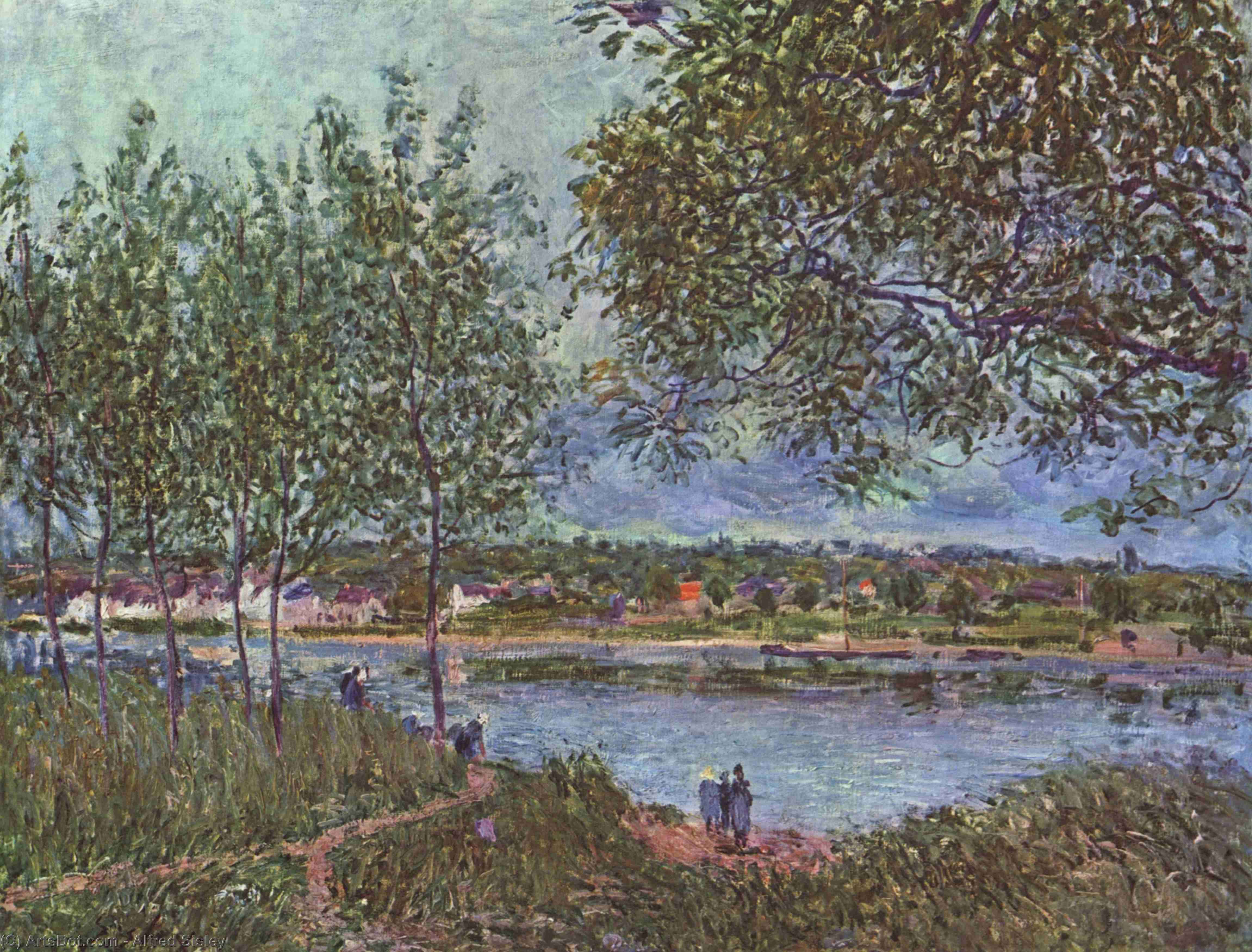 Wikioo.org - The Encyclopedia of Fine Arts - Painting, Artwork by Alfred Sisley - By way of the old ferry