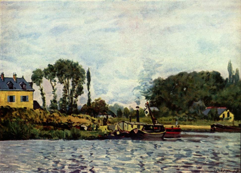 Wikioo.org – L'Encyclopédie des Beaux Arts - Peinture, Oeuvre de Alfred Sisley - Bateaux à Bougival