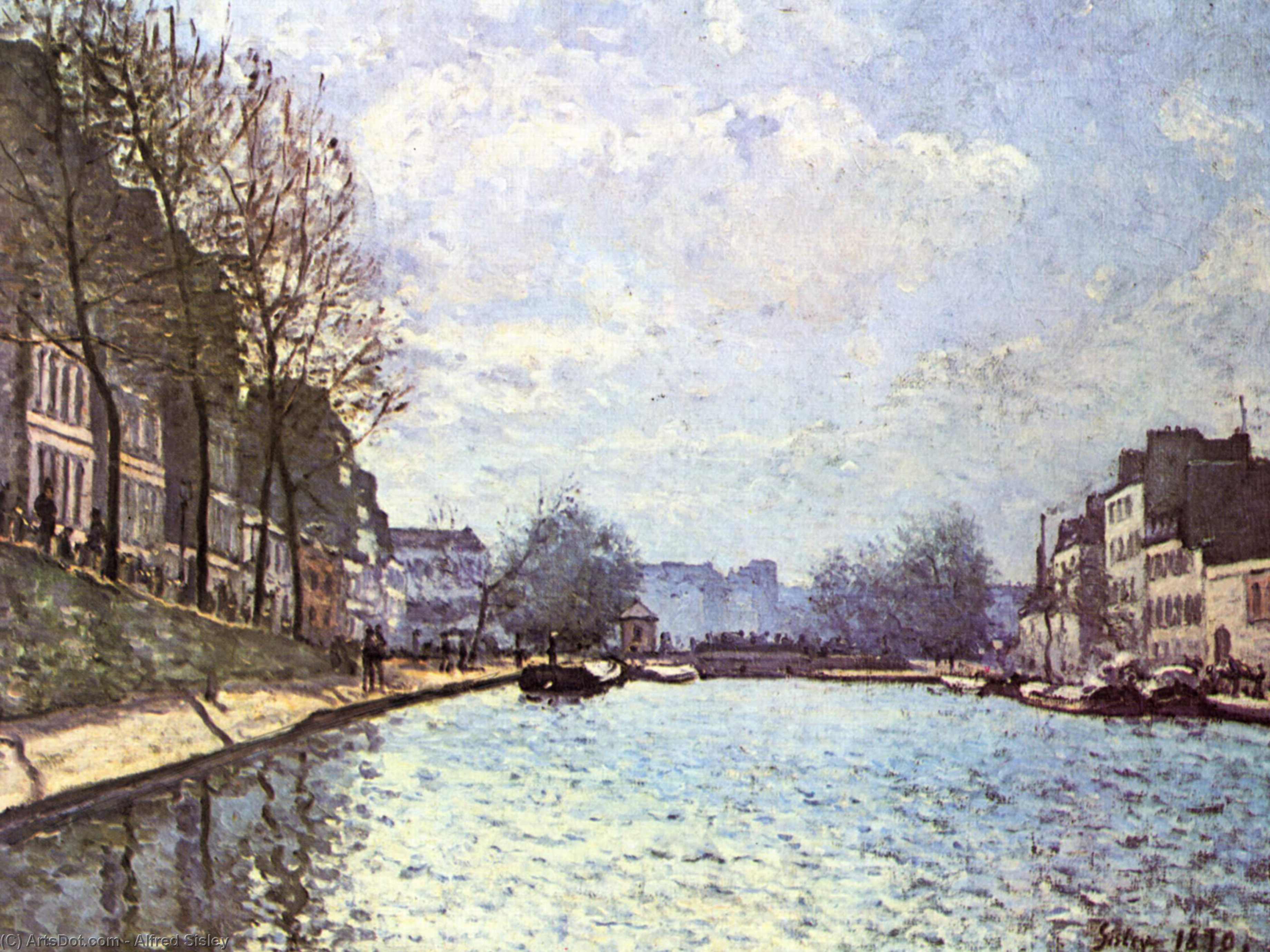Wikioo.org - The Encyclopedia of Fine Arts - Painting, Artwork by Alfred Sisley - View of the Canal Saint Martin