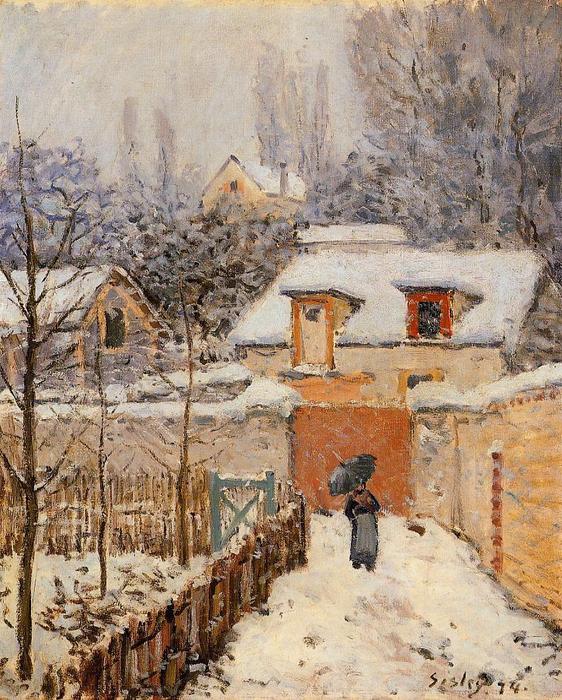 Wikioo.org - The Encyclopedia of Fine Arts - Painting, Artwork by Alfred Sisley - Snow at Louveciennes